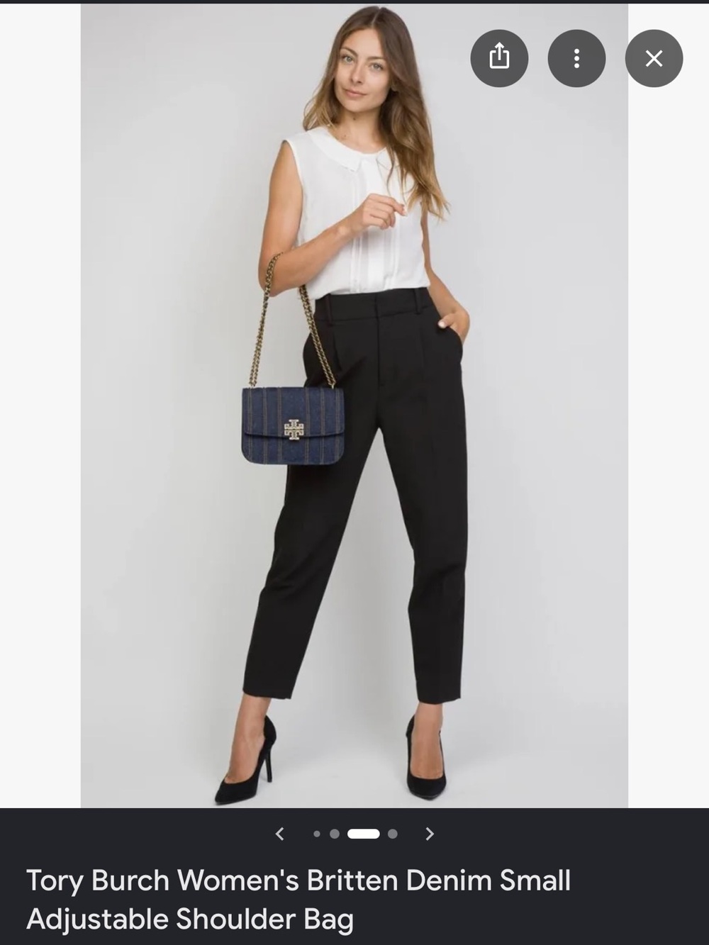 Tory Burch Dark Denim Shoulder Bag with Gold Hardware - Picture 3 of 7